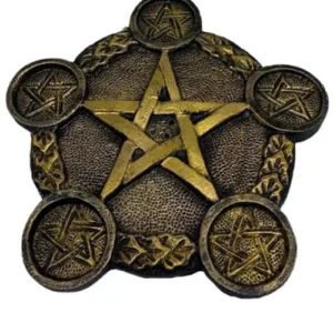 Porta Velas E Incensário Pentagrama 18cm Wicca Dr