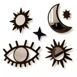 Espelho Místico Celestial Decorativo - Kit 6 Peças Acrílico