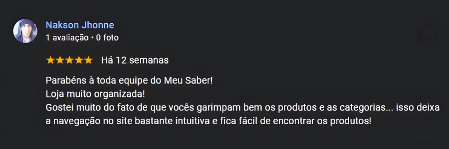 Feedback 01 loja meu saber , avaliações loja meu saber, comentários meu saber