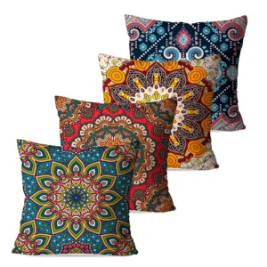 Kit 4 Capas de Almofada 45x45 Mandalas