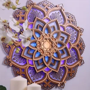 Luminária Mandala Colorida USB 30x30 cm