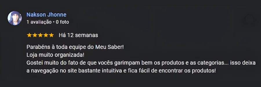 Feedback 01 loja meu saber , avaliações loja meu saber, comentários meu saber